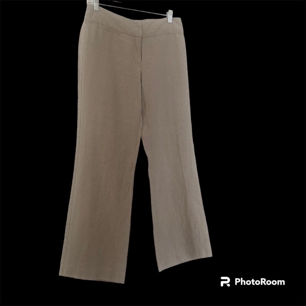 Eileen Fisher Linen Taupe Wide-Leg Pants, Size 6. - Picture 2 of 16